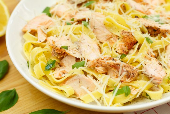 Pasta zalm met truffelolie