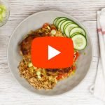Indische kip met rijst en groenten Indische kip met rijst en groenten