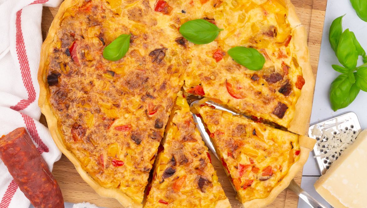 Quiche met chorizo en paprika