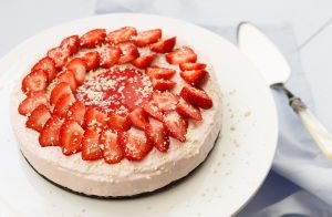 No-bake aardbeien cheesecake