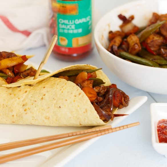 Chinese wrap met kip en groenten