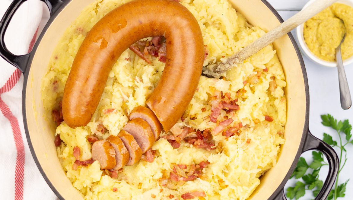 Zuurkool stamppot met spekjes