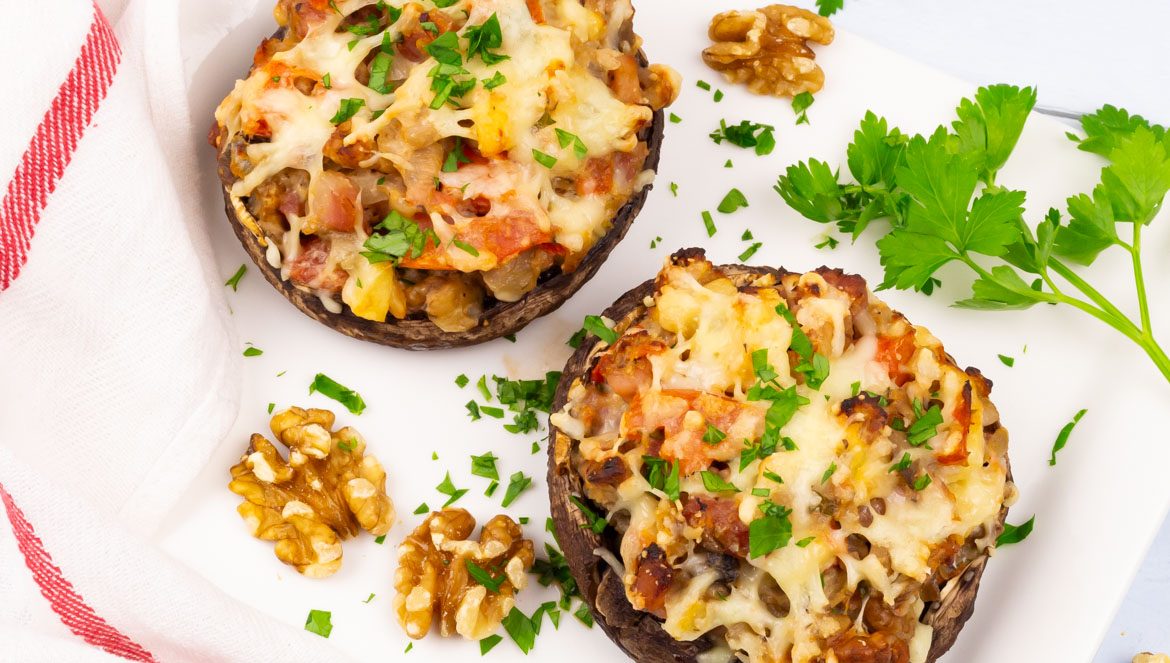 Gevulde portobello met geitenkaas